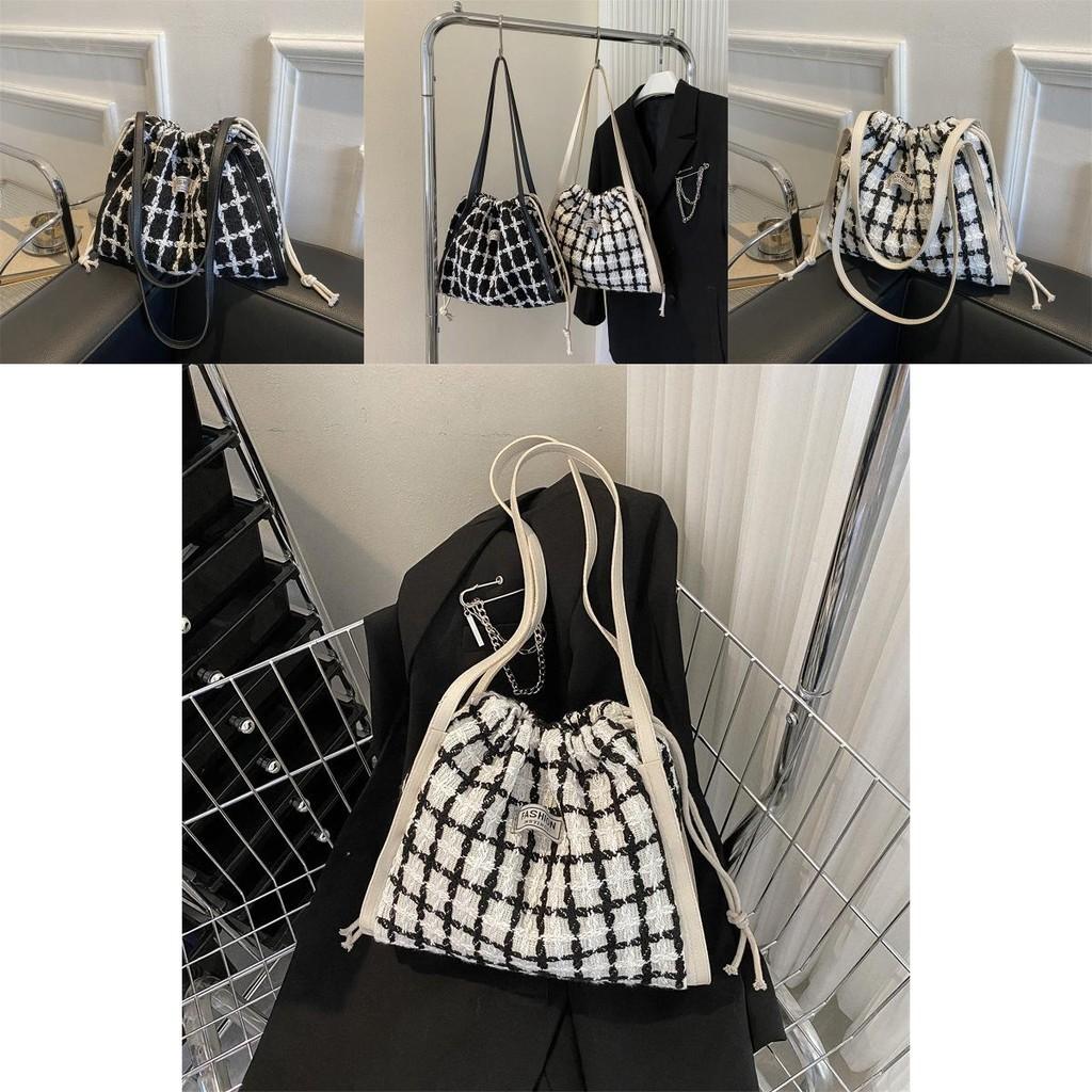 Trendy Plaid Large Capacity Korean Style Tote Bag For Women 2023 Chic