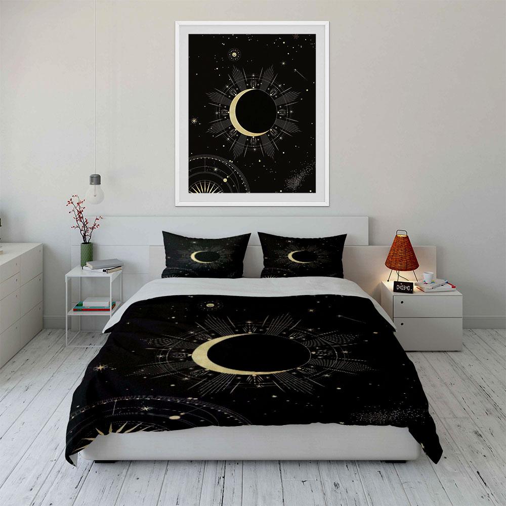 Crescent Moon, Stars, Rays. Bedding Sets Duvet Cover Sets Duvet Covers Pillowcases(1*Duvet Cover 2*Pillowcases Without Duvet Insert)