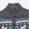 Høst 2025 Dame Cardigan i Jacquardstrik med Standkrave - Europæisk & Amerikansk Mode