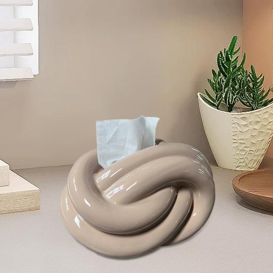 Taschentuchbox Keramik mit künstlerischer Knotenform Moderner Stil Taschentuchhalter Dekoration für Zuhause Taschentuch