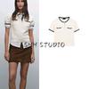 MD Spring New Women's Clothing French Classic Style Elegant Weaving Hollow Round Neck Short Sleeve Knitwear 5724678