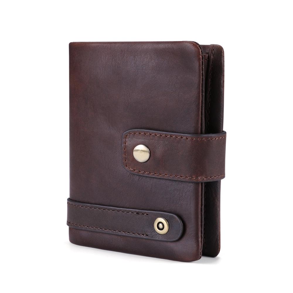 Men's Vintage Crazy Horse Leather Wallet: Cross-Border Coin Purse & Retro Card Holder