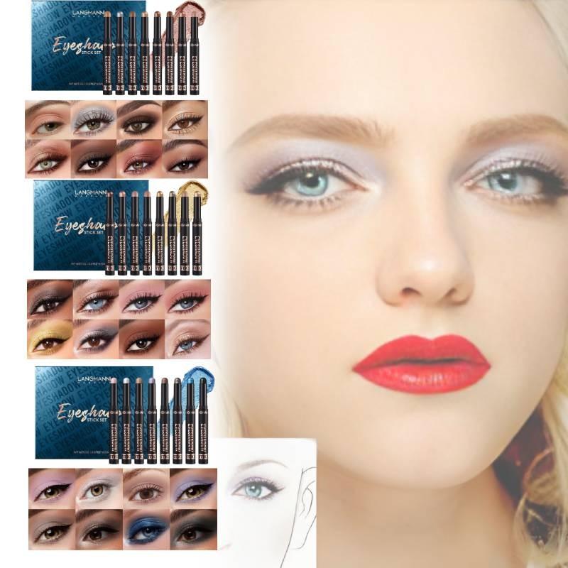 Langmanni Waterproof Long-lasting Eyeshadow Stick Set With 15 Vibrant Shades For All Skin Types