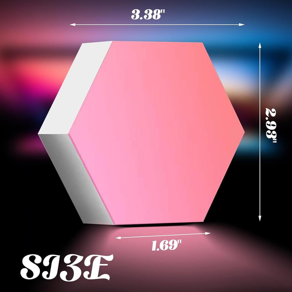 ODISTAR Remote Control Hexagon Wall Light,Smart Wall-Mounted Touch-Sensitive DIY Geometric Modular Assembled RGB Led Colorful Light with