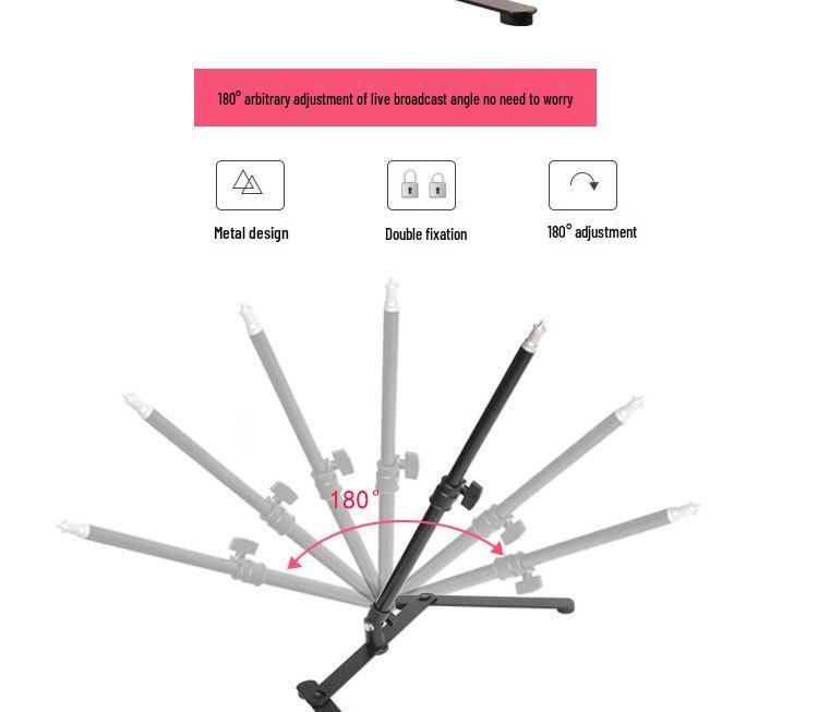 Professional Telescopic Phone Stand with Fill Light for Live Streaming and Overhead Shooting