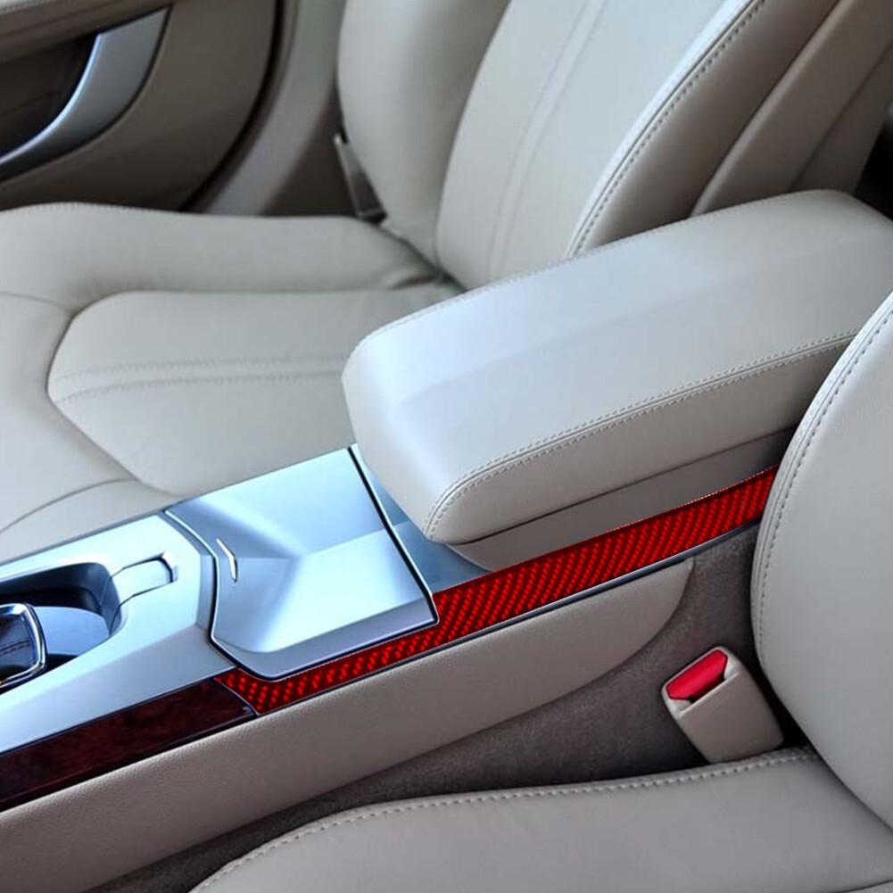 Red Carbon Fiber Interior Foor Console Side Cover Trim For 2008-13 Cadillac CTS