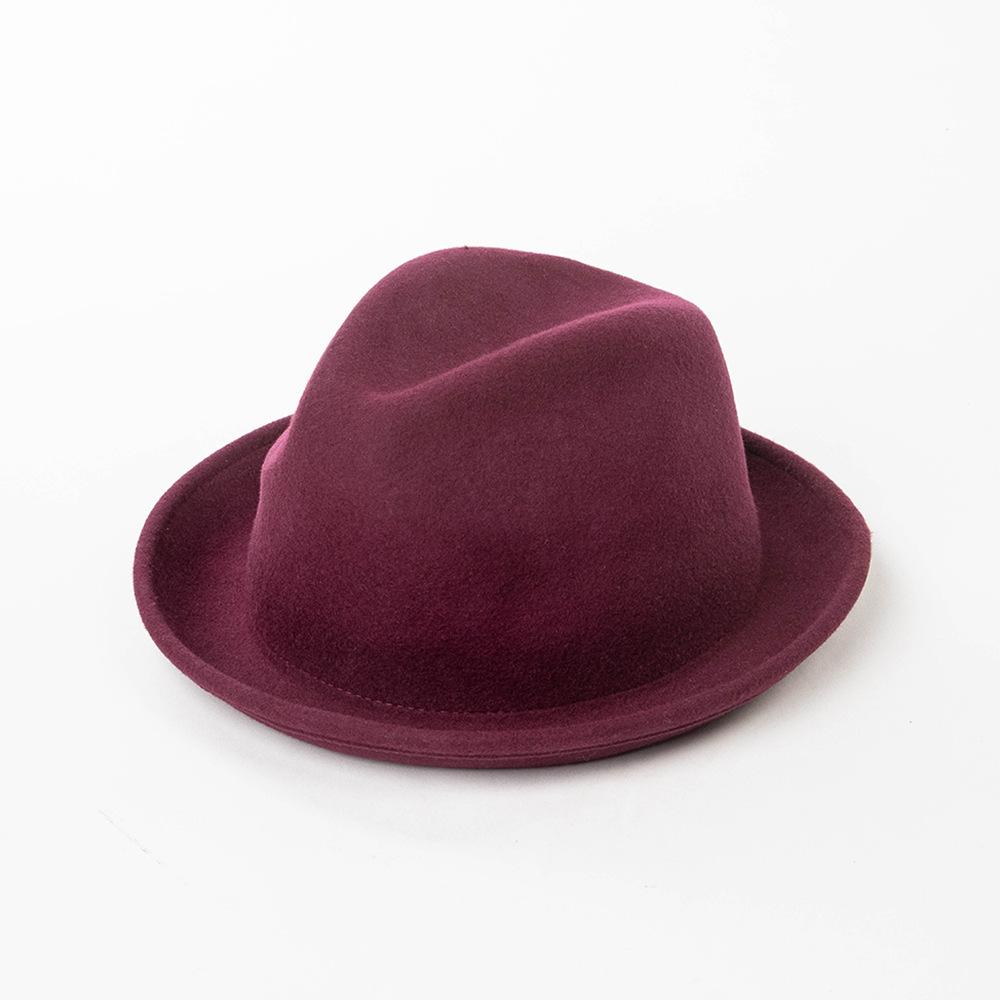 Autumn and Winter New Fashion and Leisure Warped Edge Short Brim Wool Jazz Hat Outdoor Shopping Warm British Top Hat Tide