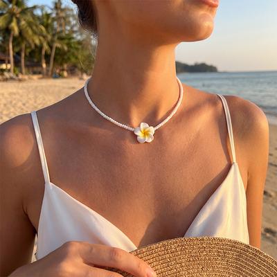 Bohemian Polymer Flower Necklace Chain Hawaiian Summer Birthday Party Decoration Women Girls Gifts Beach Wedding Choker Jewelry