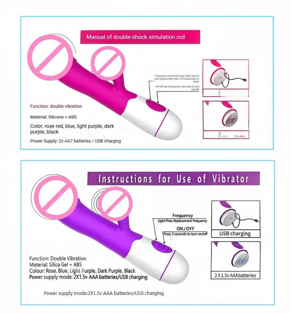 30 Frequency Vibrator Waterproof Dildo Clit Stimulator With Soft Flexible Silicone Quiet Operation Vibrator Sex Toy for Women