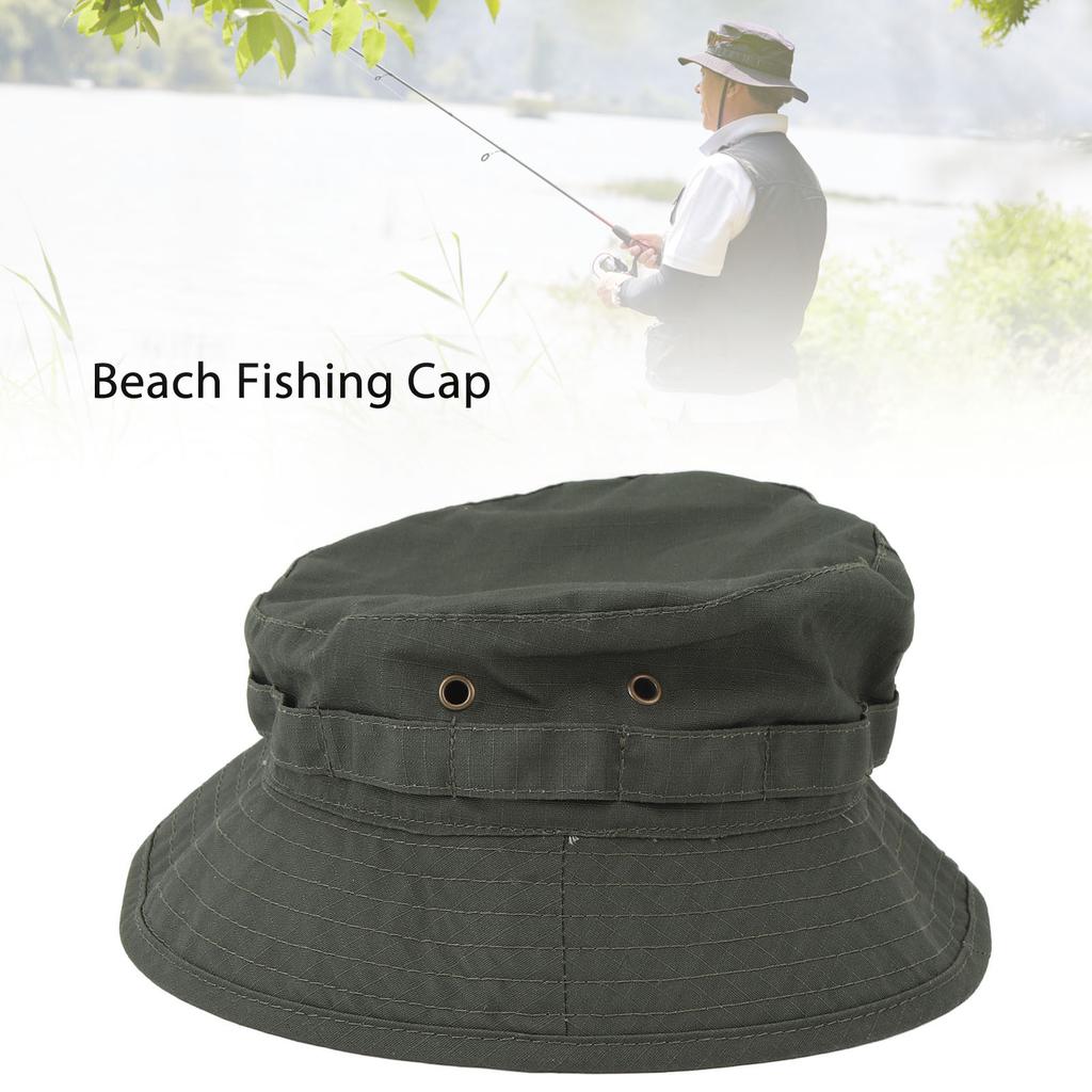 Boonie Hat with Adjustable Buckle Short Brim Waterproof Oxford Fabric Bucket Hat for Fishing Trips Jungle Army Green