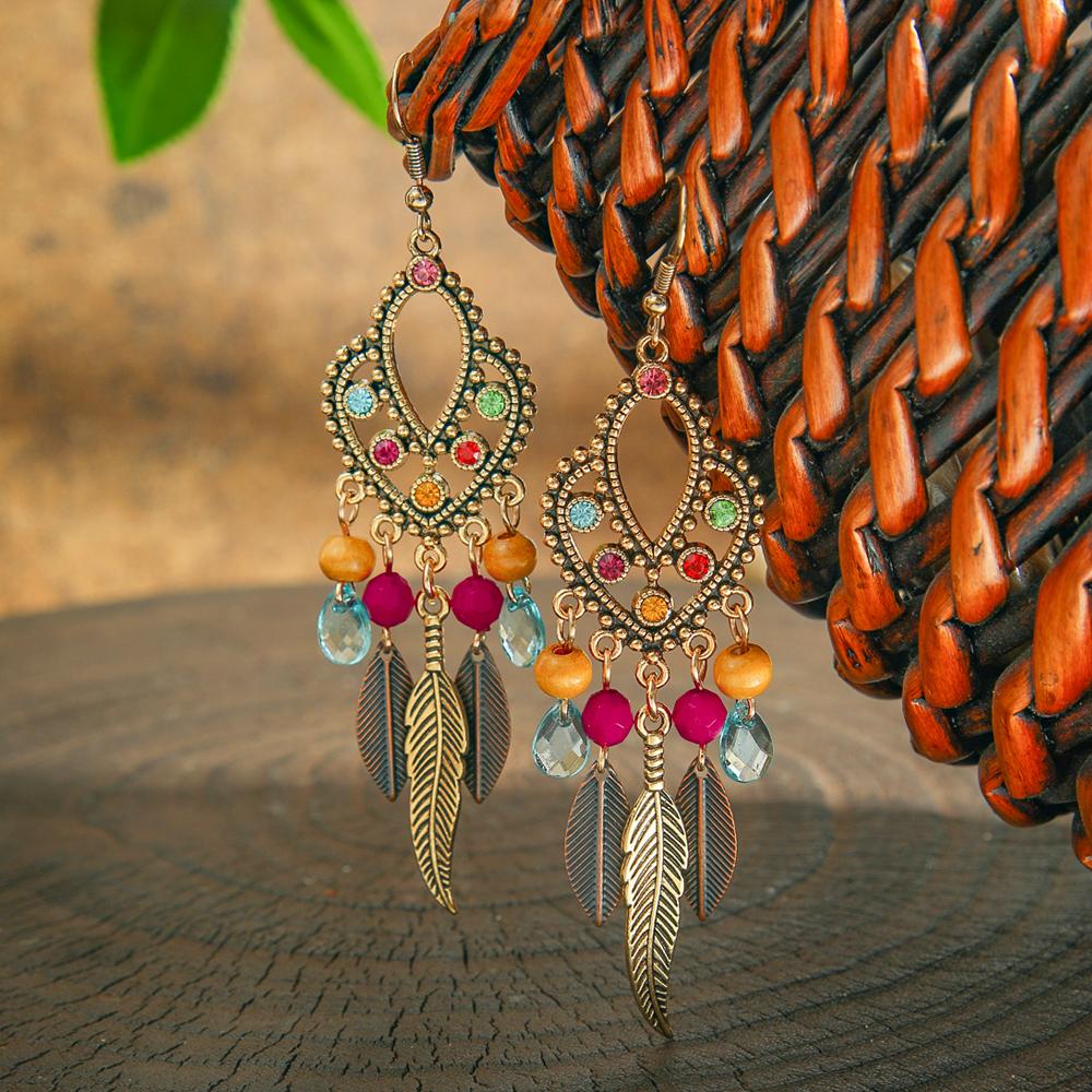 Boho Court Style Vintage Earrings for Women Metal Tassel Eardrop Statement Vacation Gifts Work Daily Wear Party Decors Versatile