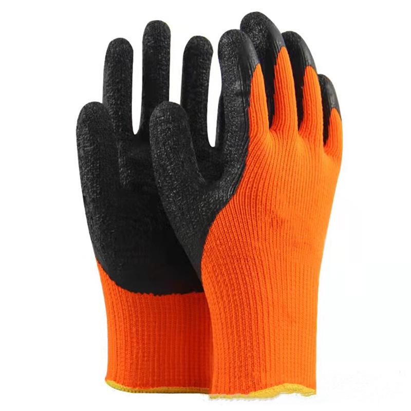 Fleece-Lined Winter Work Gloves with Embossed Terry Cloth and Foam Grip