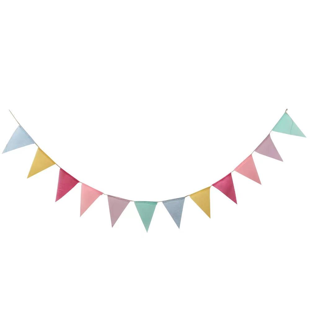Mori-style Linen Birthday Pennant Banner for Baby's 1st Birthday or 100-Day Celebration Party Decoration