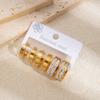 Stainless Steel Circular Zircon 6 Pieces Earrings For Women Men Temperament Simple Personality Jewelry Gifts Daily