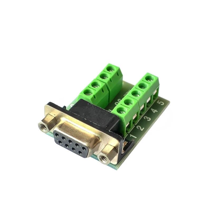 D-Sub 9pin Solderless Connectors DB9 RS232 Serial To Terminal Female Male Adapter Connector Breakout Board