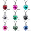 Always In My Heart Stainless Steel Birthstone Heart -Shaped Glass Clavicle Chain Perfume Bottle Keepsake Necklace Jewelry