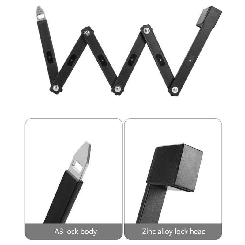 Folding Bicycles Security Lock Weather proof Foldable Bike Lock Rustproof Lock with 2 Key For Commuters Secure Cycling