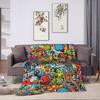 Cartoon Cute Doodle Blanket Warm Pattern Plush Bedding Throws For Girls Boys Outdoor Flannel Bedspread Bed Cover