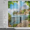 Natural Scenery Shower Curtains Seaside Mountain Landscape Bathroom Waterproof Polyester Bath Curtain Home Decoration With Hooks