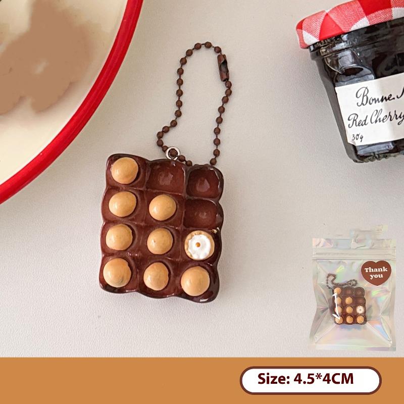 Cute Cartoon Simulated Food Pendant Keychain Creative Funny Chocolate Egg Bread Backpack Pendant Accessories Gifts