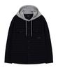 Oversized Checkered Hoodie Shirt Dark Navy