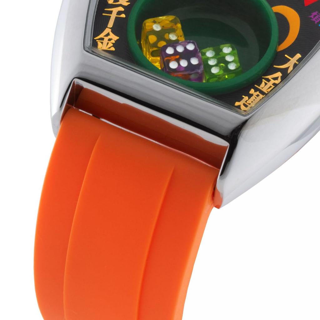Frank Miura Herren Macau Glücksuhr, Limitierte Edition Würfel Casino Neuauflage (Schwarz Orange)