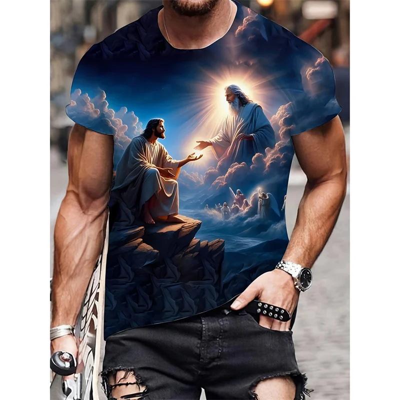 Kinder T-Shirt Jesus Heilige Maria Bedrucktes T-Shirt Mode Rundhals Lässige T-Shirts Oberteil Kurzärmlig Jungen- und Mädchenkleidung