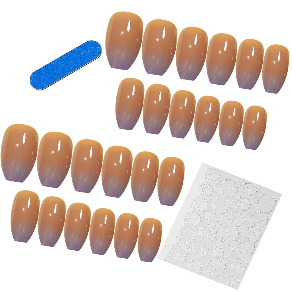 Nude Ice Through Khaki Gradual Change Short Wear Nail French Phototherapy Patch Nail Practice Full Sticker