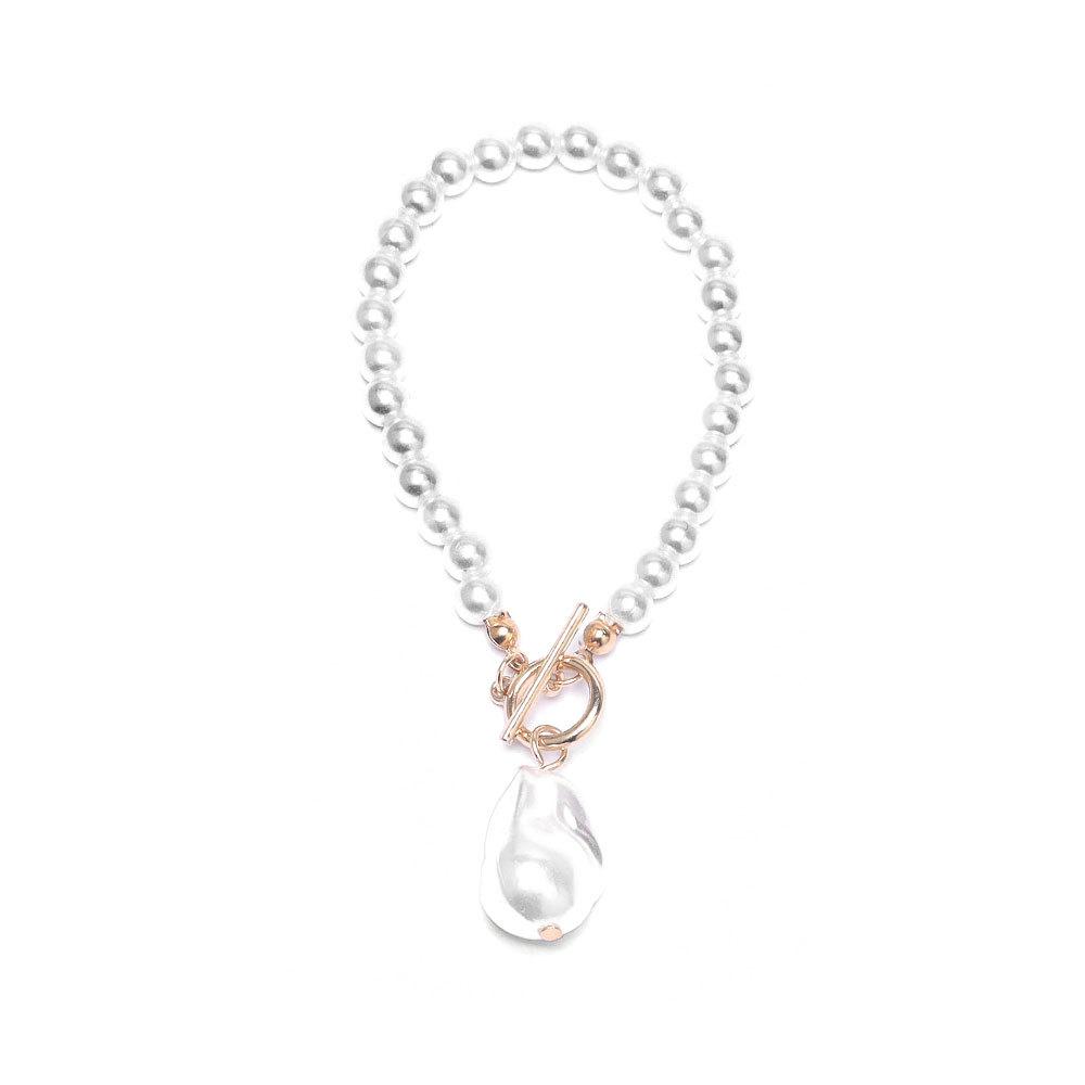 Baroque Faux Pearl Necklace, Elegant Beaded Clavicle Chain for Women