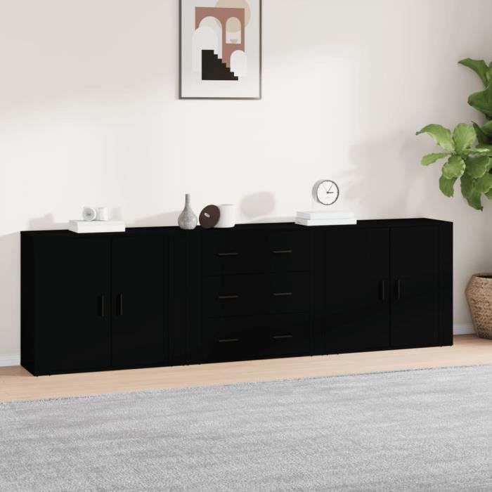 VidaXL Buffets 3 pcs noir bois d'ingénierie 3185400