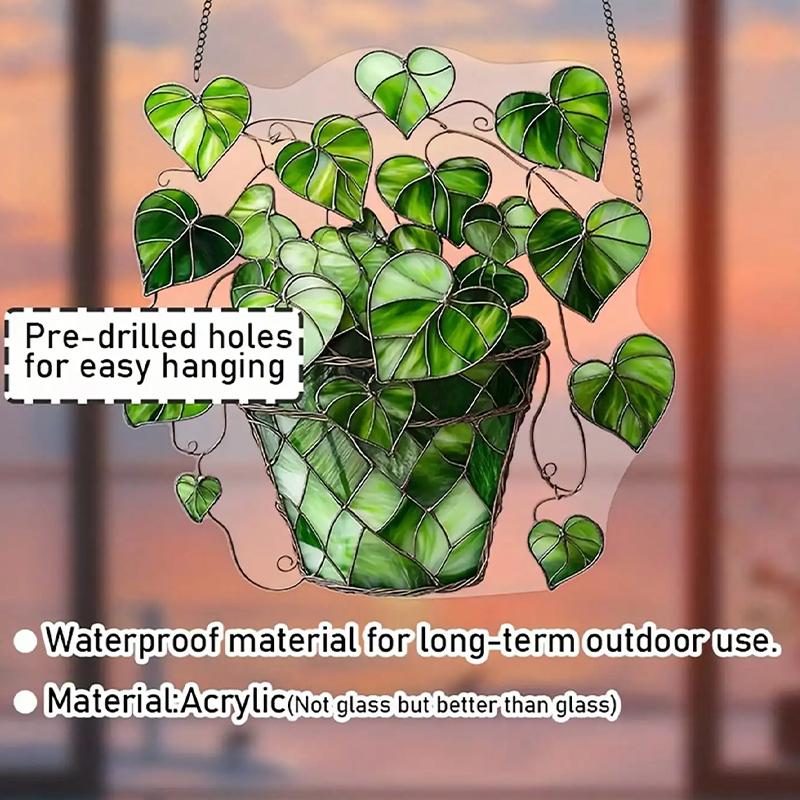 1 Stück Herzförmiger Topfpflanzen-Anhänger Sonnenfänger Acryl Zimmergarten Heim Büro Dekoration Wandbehang Ornament Handwerk