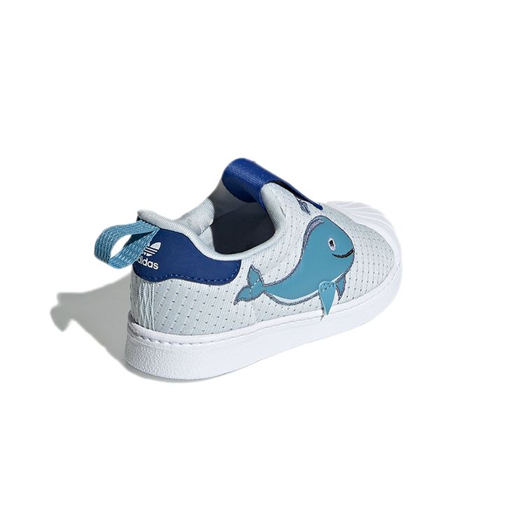 Adidas Originals Superstar 360 Mesh Comfortable Shell Toe Durable Low-Top Walking Shoes Baby Shoes White Blue FX4930