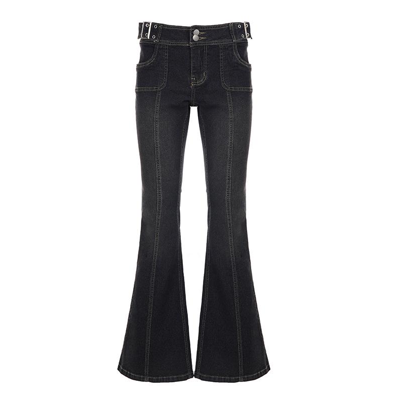 Women s 2026 Spring Retro Micro-Flare Black Jeans: Slimming, Body-Shaping, Low-Rise Long Pants Small