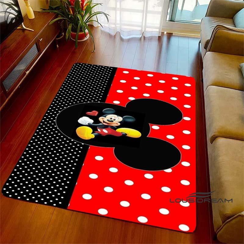 Cute Pink Minnie Mouse Cartoon Rug, Suitable for Living Room, Bedroom, Kitchen, Hallway, Children's Non-slip Floor Mat,