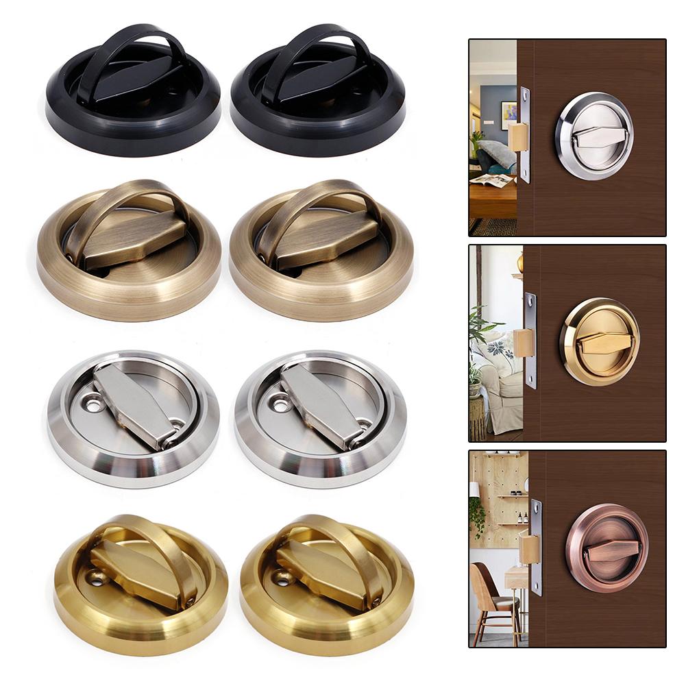 Invisible Door Handles Embedded Concealed Cabinet Handle Knobs Sliding Door Pull Stainless Steel Circular Pull Ring Lock