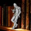 3D Printing Medieval Knight Statue Silver Knight Bookshelf Decor  For Book Lovers
