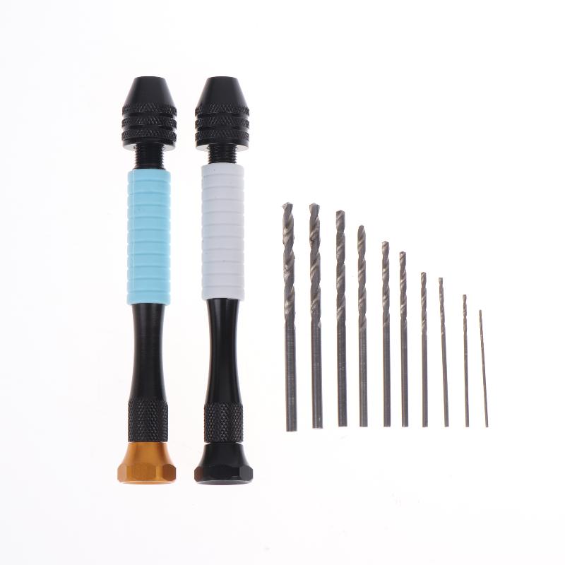 Mini Micro Aluminum Hand Drill With Keyless Chuck Hss Steel Twist Drill Bit Woodworking Drilling Rotary Tools Hand Drill Manual