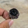 Black Tourmaline Rough Ring Electroformed Copper Adjustable Ring Rough Gemstone Jewelry Handmade Stylish Ring Electroformed Jewelry For Gift