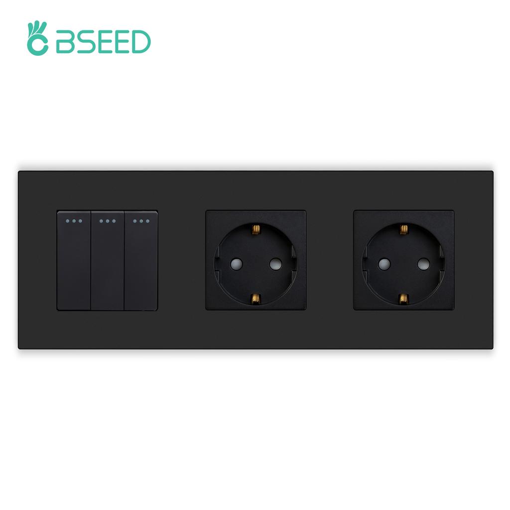 BSEED Einzelne EU-Wandsteckdose Doppel-USB-Steckdosen Typ C Dreifache Steckdosen Vier Steckdosen USB-C-Anschluss 2,1A Kunststoffrahmen