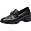ZHR Women's Square Toe Chunky Heel Leather Loafers