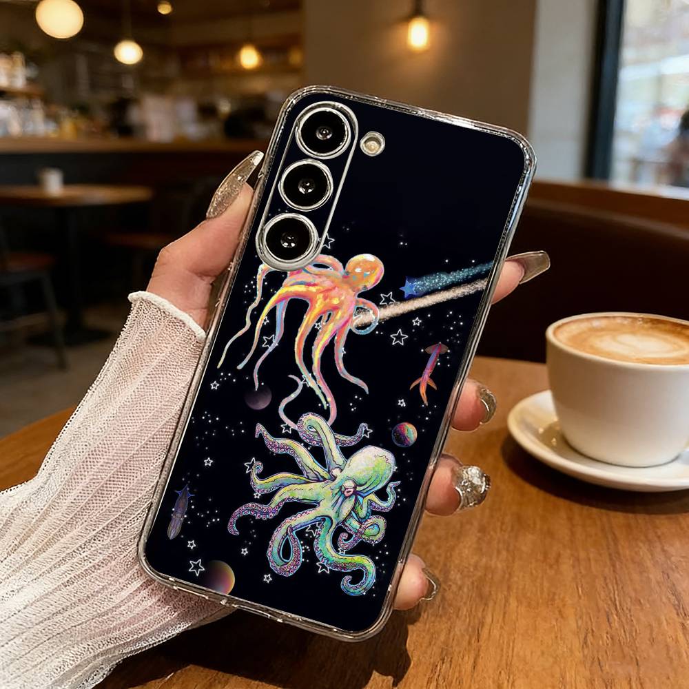 O-Octopus S-Sea Animals O-Ocean Phone Case For Samsung S25,S24,S21,S22,S23,S30,Ultra,S20,Plus,Fe,Lite Transparent Cover