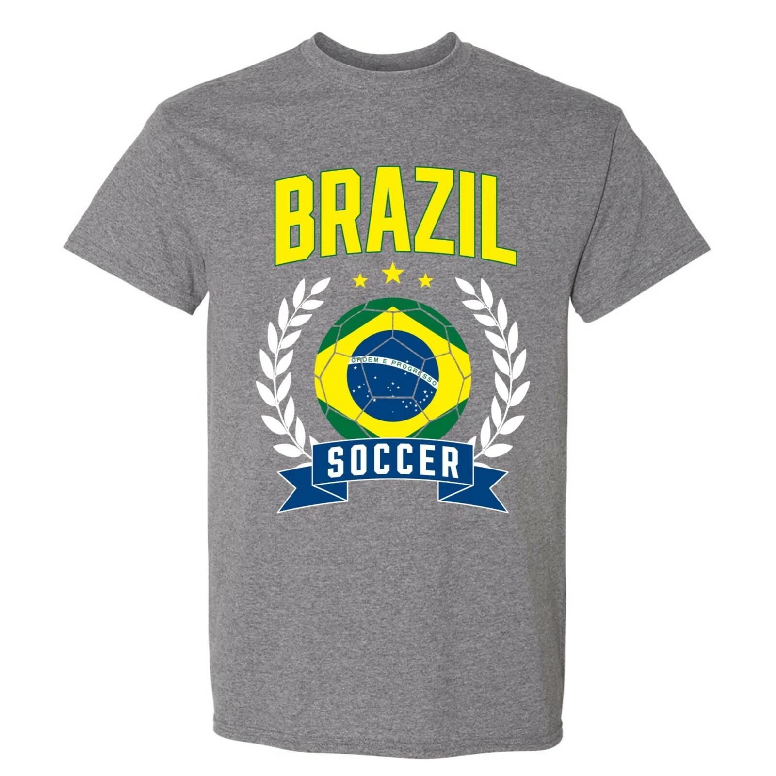Brazil Soccer Laurel - World Football Cup T Shirt - Graphite Heather 4XL