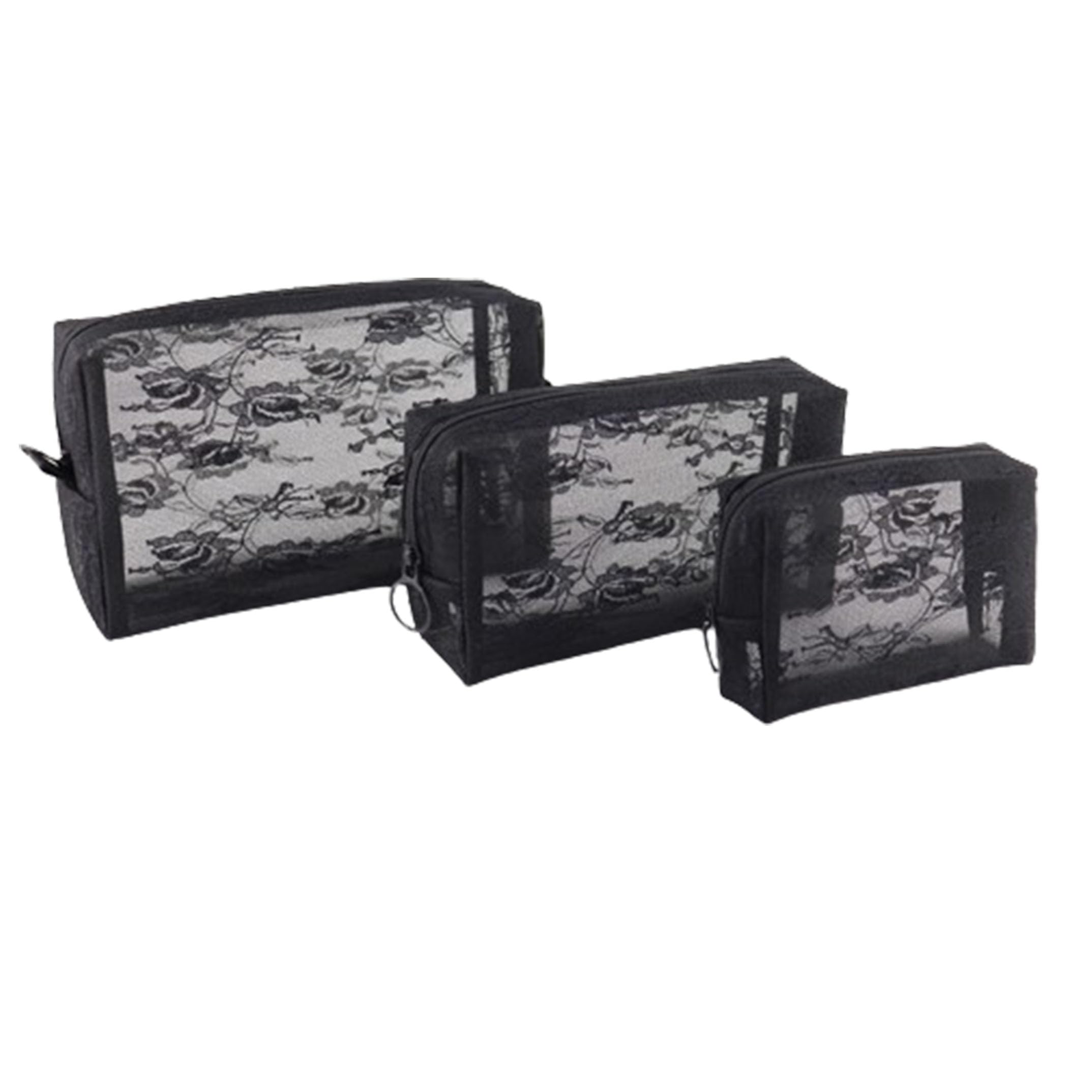 

Косметичка из сетки FOIROKASA Компактная и большая Кружево Chikazawa Вертикальная косметичка для косметики Портативная для макияжа и деловых поездок Набор из 3 предметов,