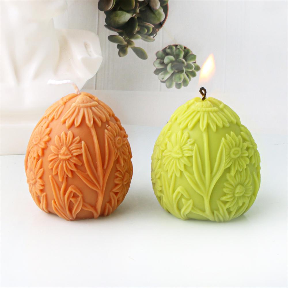 3D Easter Egg Candle Silicone Mold DIY Carving Flower Egg Resin Soap Casting Romantic Wedding Gifts Home Decor