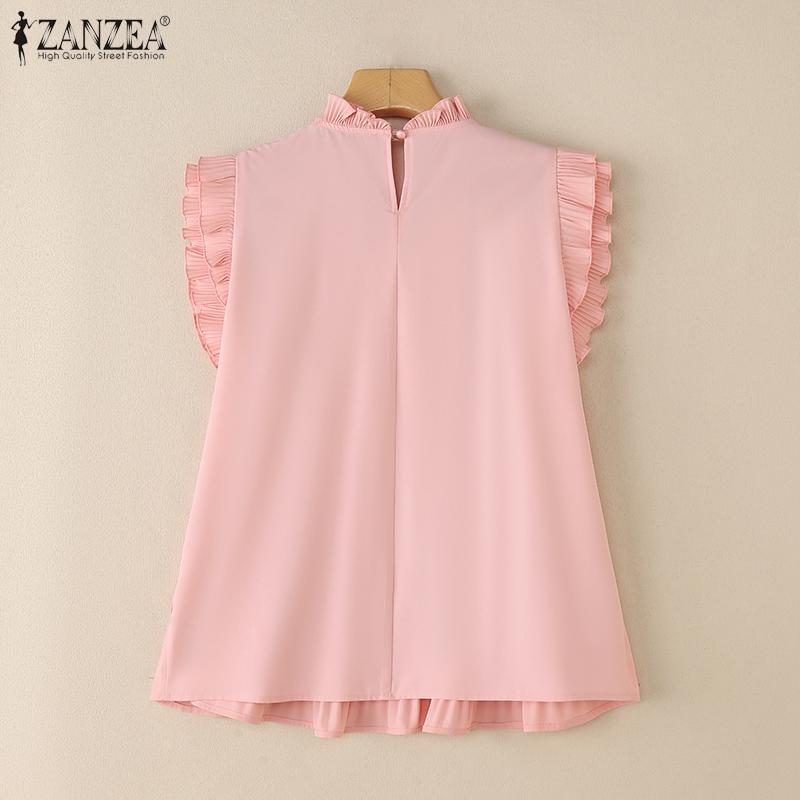 ZANZEA Women Casual Round Neck Summer Sleeveless Blouse