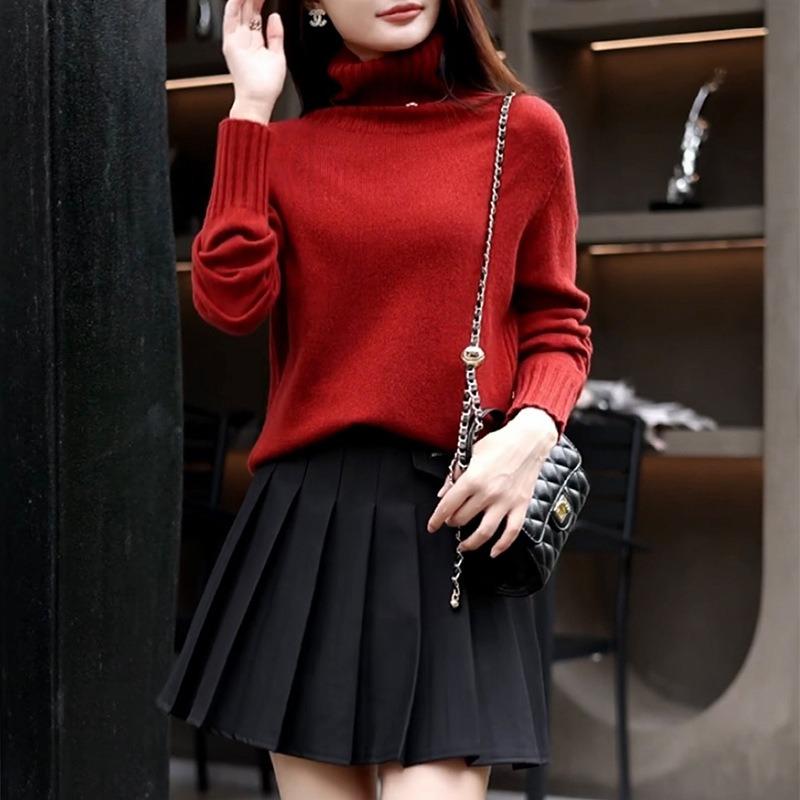 Wool sweater 0 wool seamless integrated full-formed sweater women's autumn new turtleneck with knitted bottoming shirt