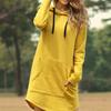 Plus Size Women Casual Long Sleeve Pocket Drawstring Loose Hoodie Mini Dress