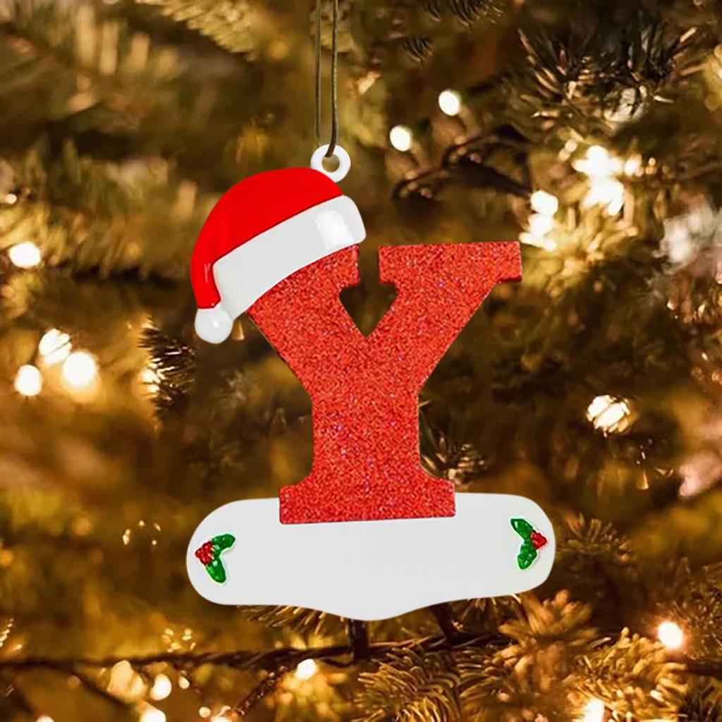 Christmas Tree Decorations 26 English Letters Ornaments DIY Xmas Tree Hanging Decor Single Letter With Christmas Hat