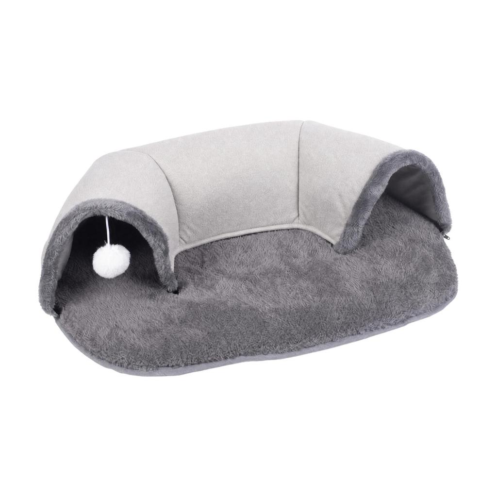 Cat Tunnel Bed with Fluffy Ball Toy Padded for Bedroom, Cats, Kittens