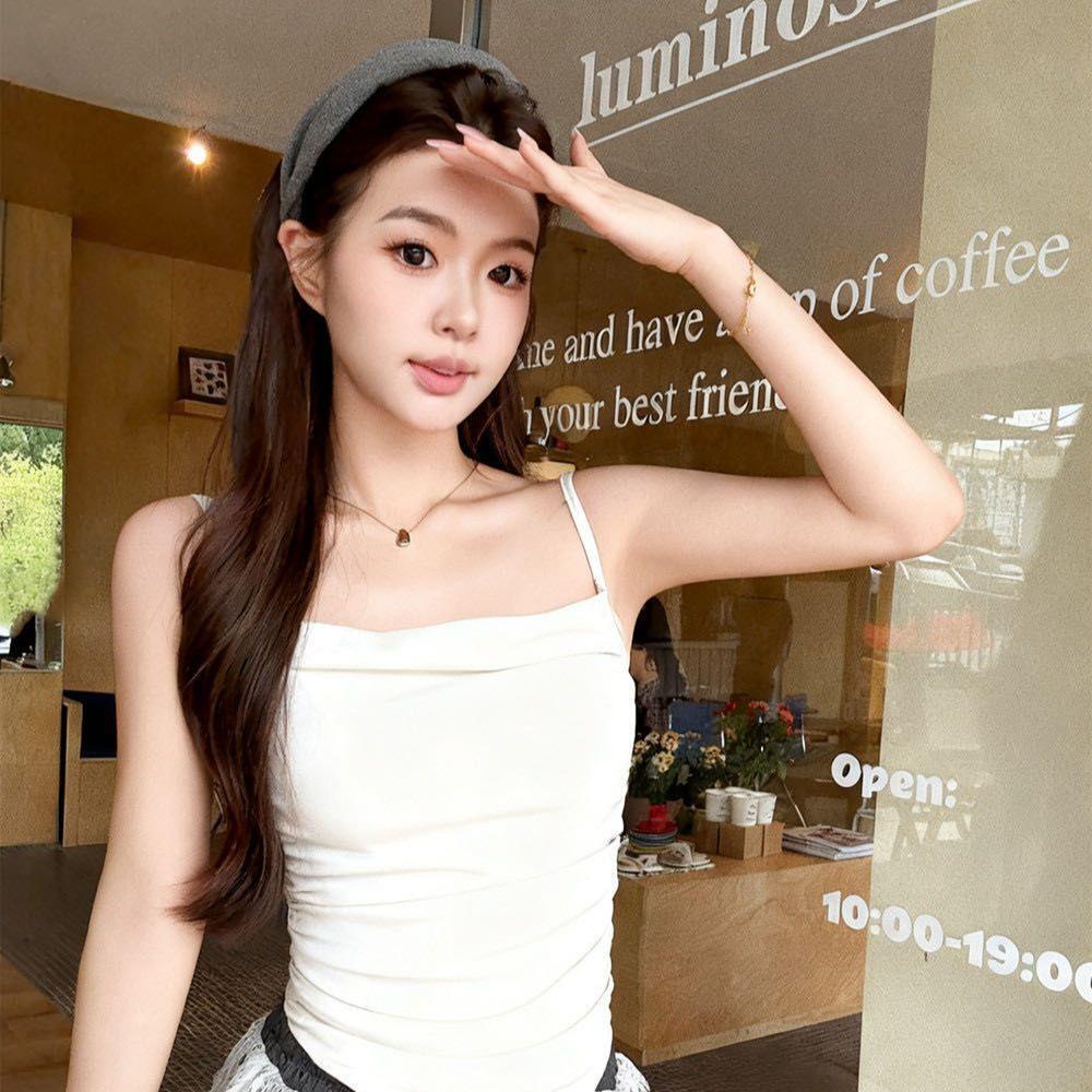 Spring New Unique Chic Slim Spice Girl Irregular with Chest Pad Sling Vest Women's Bottom Design Top